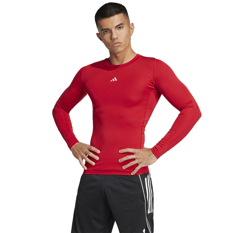 adidas Techfit compression shirt Long sleeve Men's - red